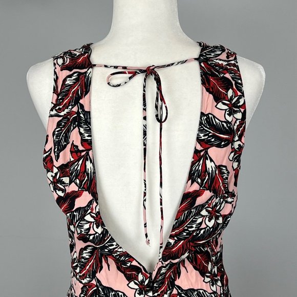 Zara Woman Sleeveless Short Romper Pink Floral 1 Piece Pockets size Medium - Picture 7 of 12